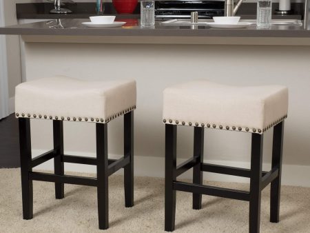 [Ship to Canada only]Laramie Linen Fabric Counterstools, 2-Pcs Set, Beige Fashion