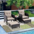 5 Piece Outdoor Patio Furniture Set,All Weather PE Rattan Conversation Chairs with Armrest and Removable Cushions,Ottomans and Storage Coffee Table for Poolside Garden Balcony Deck(Dust Grey) For Discount