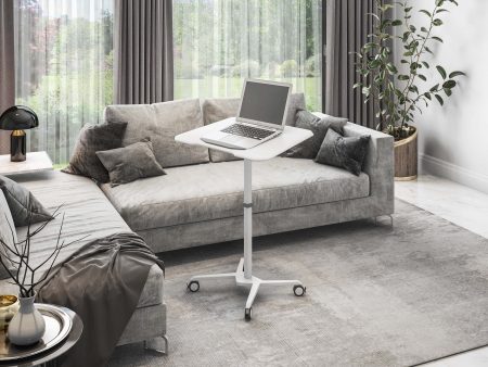 Techni Mobili White Sit to Stand Mobile Laptop Computer Stand with Height Adjustable and Tiltable Tabletop Online now