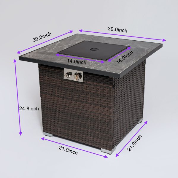 30inch Outdoor Fire Table Propane Gas Fire Pit Table with Lid Gas Fire Pit Table with Glass Rocks and Rain Cover Online Sale