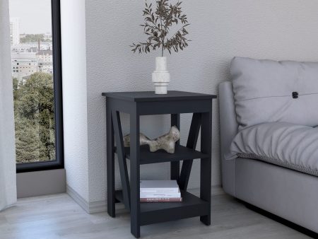 Taylor 3-Tier End Table Nightstand, Side Table for Small Space, Black Supply