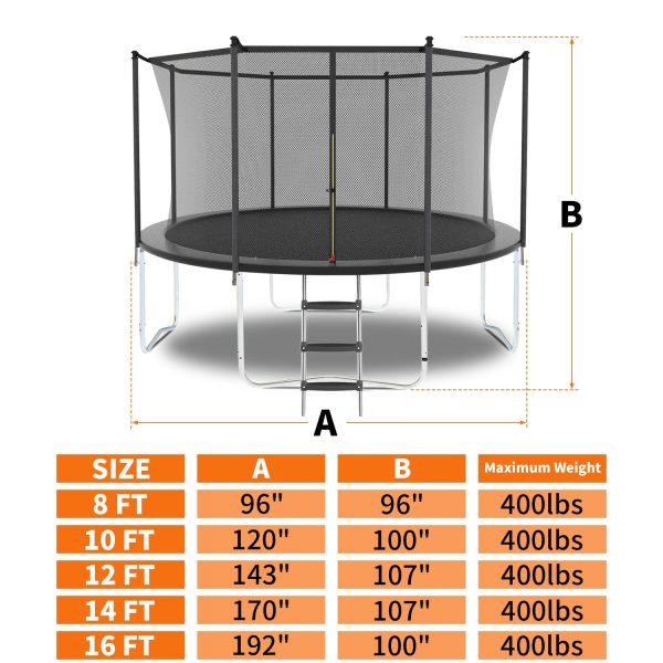 10FT Trampoline with Safety Enclosure Net, Outdoor Trampoline with Heavy Duty Jumping Mat and Spring Cover Padding for Kids and Adults on Sale