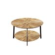 31.5  Round Coffee Table,Stand Wooden Double Layer Coffee Table with Open Storage Space and Metal Table Legs for Living Room,Bedroom Discount