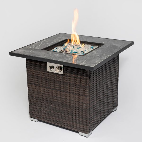 30inch Outdoor Fire Table Propane Gas Fire Pit Table with Lid Gas Fire Pit Table with Glass Rocks and Rain Cover Online Sale