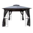 10x10 Outdoor Patio Gazebo Canopy Tent With Ventilated Double Roof And Mosquito net(Detachable Mesh Screen On All Sides),Suitable for Lawn, Garden, Backyard and Deck,Gray Top For Sale