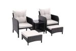 5 Piece Outdoor Patio Furniture Set,All Weather PE Rattan Conversation Chairs with Armrest and Removable Cushions,Ottomans and Storage Coffee Table for Poolside Garden Balcony Deck(Beige) Online