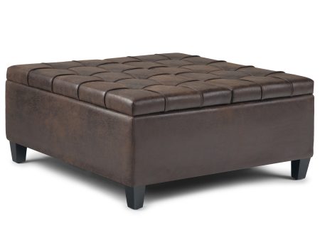 Harrison - Coffee Table Storage Ottoman - Distressed Brown Online now