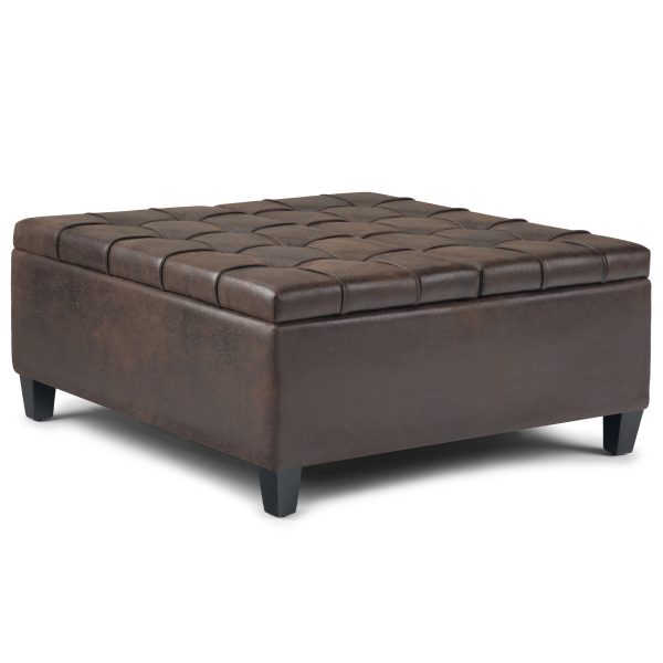 Harrison - Coffee Table Storage Ottoman - Distressed Brown Online now