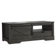 Farmhouse Sliding Barn Door Coffee Storage Large Rectangular Table - Dark Gray Online Hot Sale