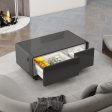 Modern Smart Coffee Table with Built-in Fridge, Bluetooth Speaker, Wireless Charging, Touch Control Panel, USB Interface, Outlet Protection, Atmosphere light, Black Supply