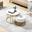 Coffee Table Nesting Set of 2, Circular Sintered Stone Marble Entable, for Living Room Bedroom Apartment Modern Industrial Simple Nightstand(Gold) Online