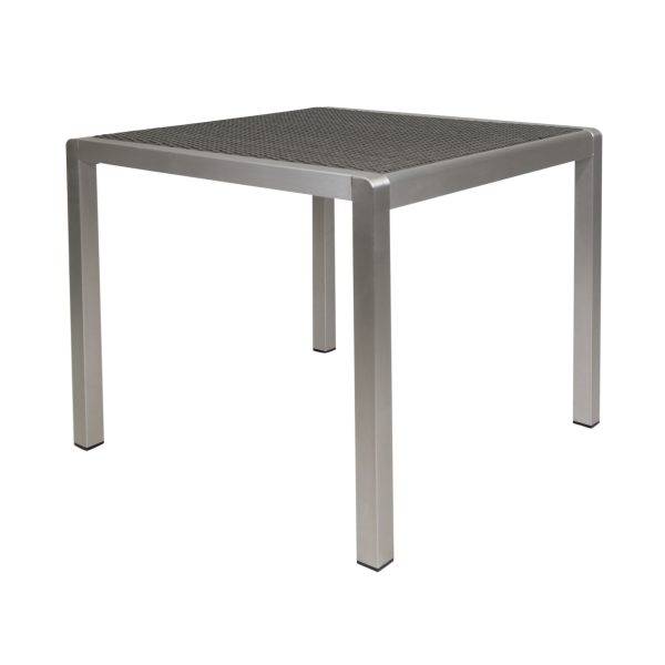 Outdoor Dining Table - Anodized Aluminum - Wicker Table Top - Square - Silver and Gray - 35  Online Hot Sale