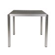 Outdoor Dining Table - Anodized Aluminum - Wicker Table Top - Square - Silver and Gray - 35  Online Hot Sale