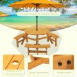 6-Person Circular Outdoor Wooden Picnic Table for Patio, Backyard, Garden, DIY w  3 Built-in Benches, 1720lb Capacity - Natural Cheap