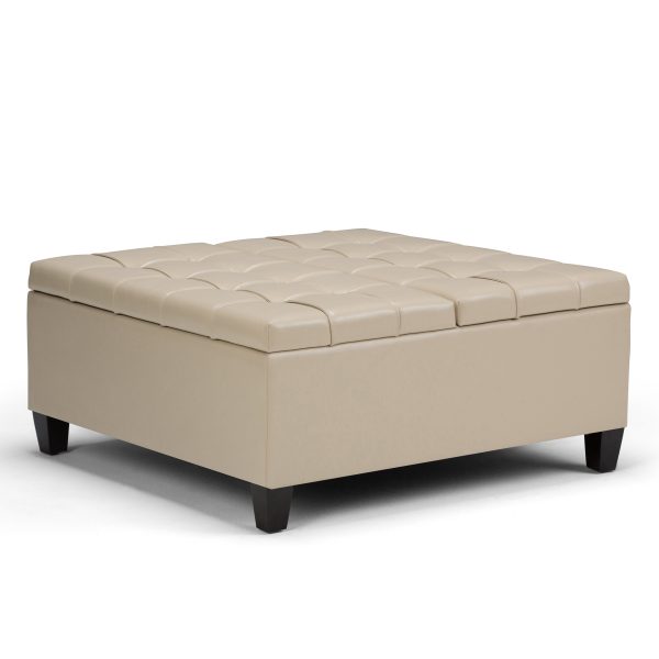 Harrison - Coffee Table Storage Ottoman - Satin Cream Supply