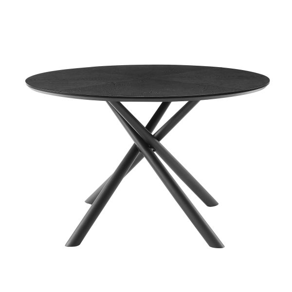 47.25   Round MDF Coffee Table End Table Short Leisure Tea Table Cross Legs Metal Base, Easy to Assemble,BLACK Online Sale