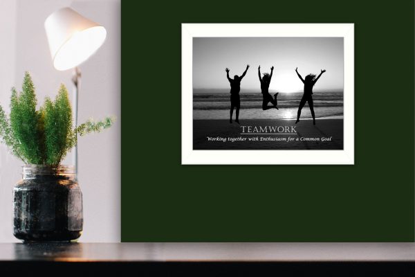 Teamwork  By Trendy Decor4U, Printed Wall Art, Ready To Hang Framed Poster, White Frame on Sale