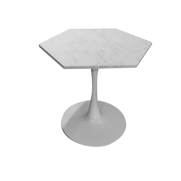 31.50  Modern Hexagonal Coffee Table with White Printed Marble Top and Metal Base for Dining Room, Kitchen and Living Room Discount