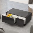 Modern Smart Coffee Table with Built-in Fridge, Bluetooth Speaker, Wireless Charging, Touch Control Panel, USB Interface, Outlet Protection, Atmosphere light, Black Supply