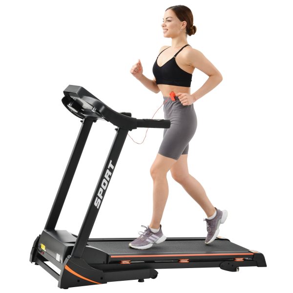 Folding Electric 3.5HP Treadmill With Incline Medium Running Machine Motorised LCD Gym 330lbs Folding Treadmill Electric Motorized Power 14.8KM H Running Fitness Machine Gym(W54031811 Upgrade ) Cheap