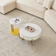 Morden Marble Nesting Table, Round Coffee Table Set of 2 End Table for Living Room,Stacking Side Tables, for Living Room Bedroom, Accent Tea Table with Metal Frame, Sturdy and Easy Assembly(Gold) Fashion