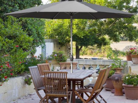 10FT Patio Umbrella, Outdoor Table Umbrella with Push Button Tilt and Crank, UV Protection Waterproof Market Sun Umbrella with 8 Sturdy Ribs for Garden, Deck, Backyard, Pool (Gray) For Cheap