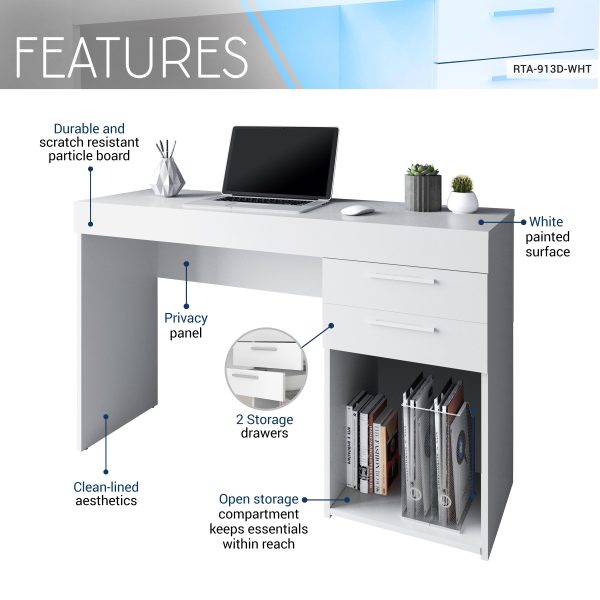 Techni Mobili Home Office Workstation with Storage, White Online Sale