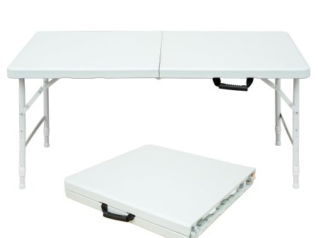 4ft Portable Folding Table Indoor&Outdoor Maximum Weight 135KG Foldable Table for Camping White Sale