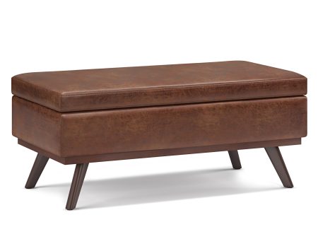 Owen - Lift Top Large Coffee Table Storage Ottoman - Distressed Saddle Brown For Discount