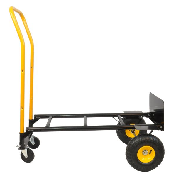 HT1006BK-YL   Hand Truck Dual Purpose 2 Wheel Dolly Cart and 4 Wheel Push Cart with Swivel Wheels 330 Lbs Capacity Heavy Duty Platform Cart for Moving Warehouse Garden Grocery Supply