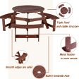 Outdoor 6 Person Picnic Table, 6 person Round Picnic Table with 3 Built-in Benches, Umbrella Hole, Outside Table and Bench Set for Garden, Backyard, Porch, Patio, Brown on Sale